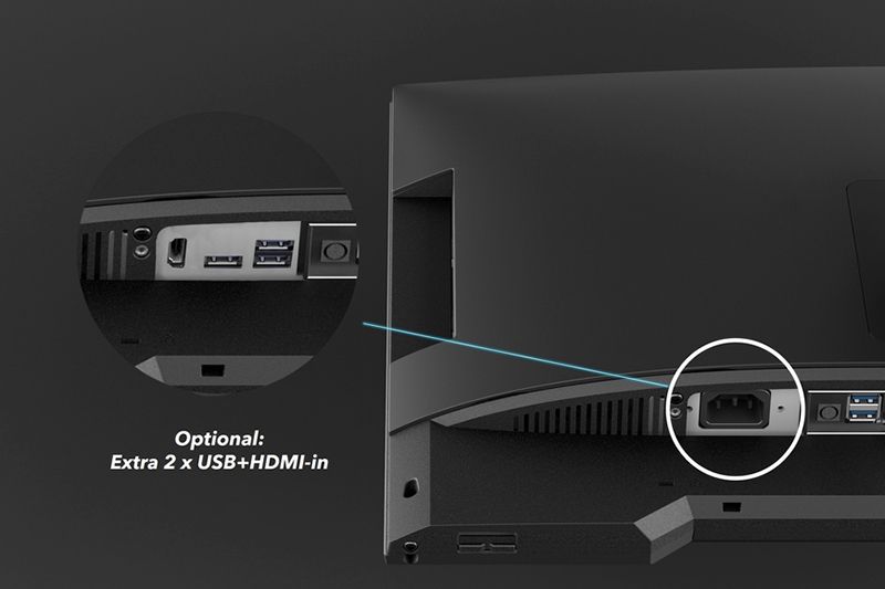 منفذ USB 2.0 الموسع بشكل خاص مع HDMI-in لجهاز الكمبيوتر المكتبي المتكامل بحجم 23.8 بوصة.